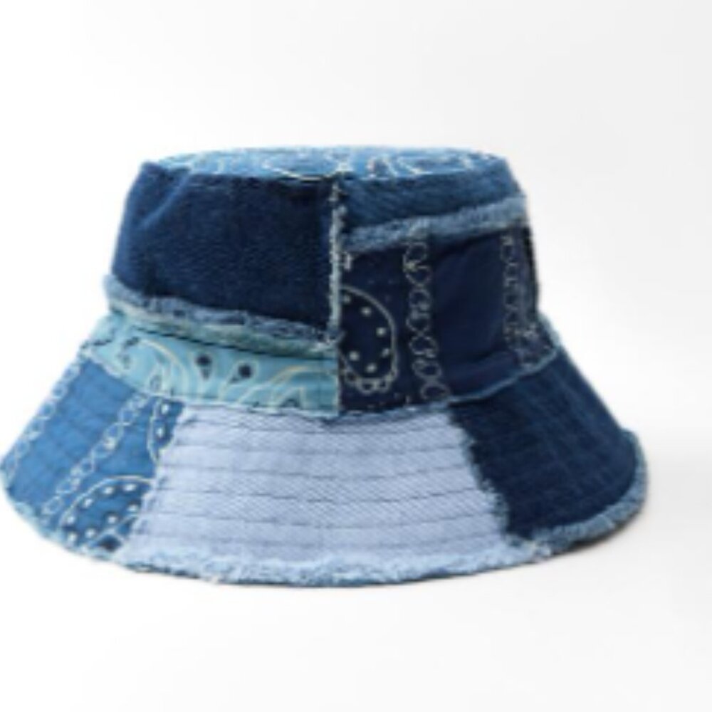 ZARA PATCHWORK DENIM BUCKET HAT